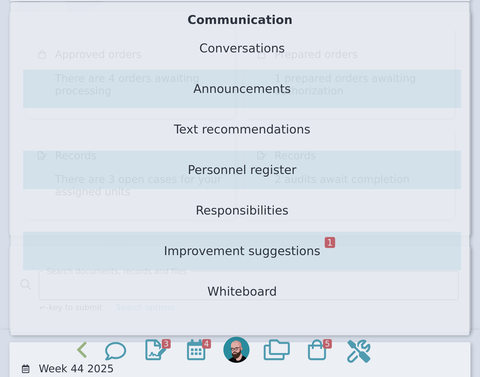 sample communication menu