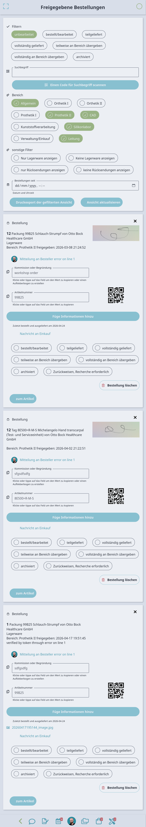 orders screenshot