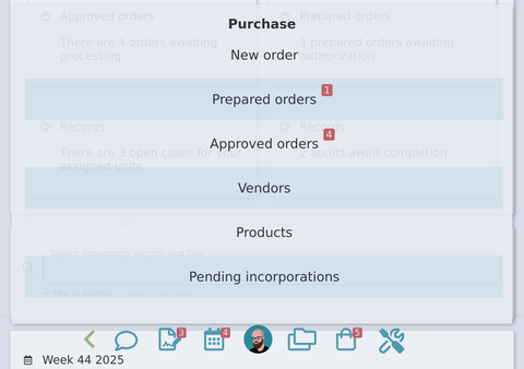 sample purchase menu
